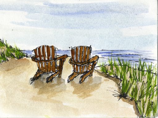 Adirondacks on the Shore watercolour