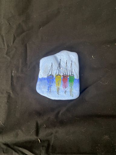 Sailboats painted rock